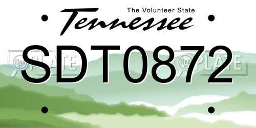 SDT0872 Tennessee License Plate
