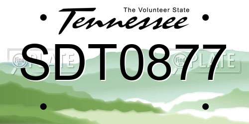 SDT0877 Tennessee License Plate