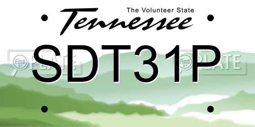 SDT31P Tennessee License Plate