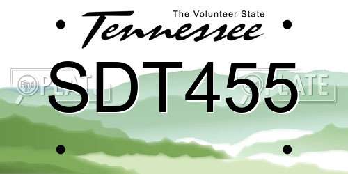 SDT455 Tennessee License Plate