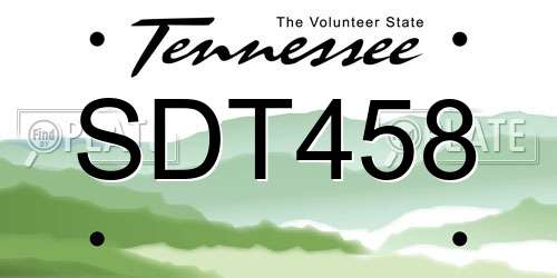 SDT458 Tennessee License Plate