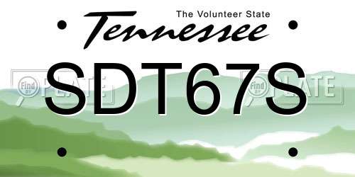 SDT67S Tennessee License Plate