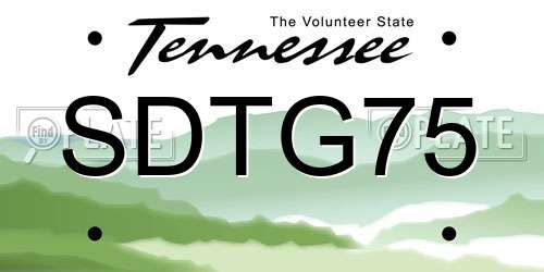 SDTG75 Tennessee License Plate