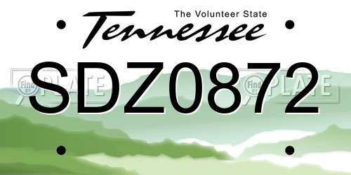 SDZ0872 Tennessee License Plate