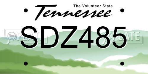 SDZ485 Tennessee License Plate