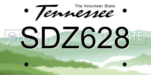 SDZ628 Tennessee License Plate