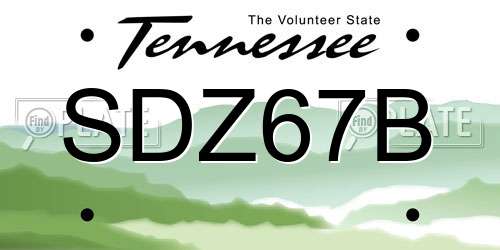 SDZ67B Tennessee License Plate
