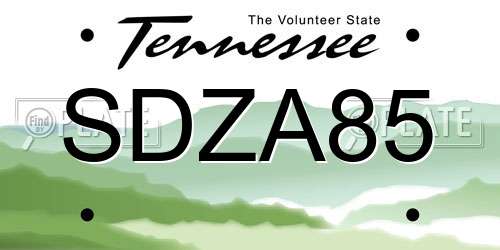 SDZA85 Tennessee License Plate