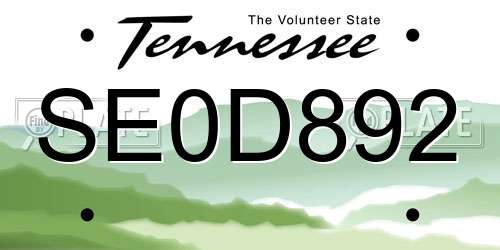 SE0D892 Tennessee License Plate