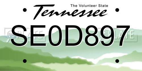 SE0D897 Tennessee License Plate