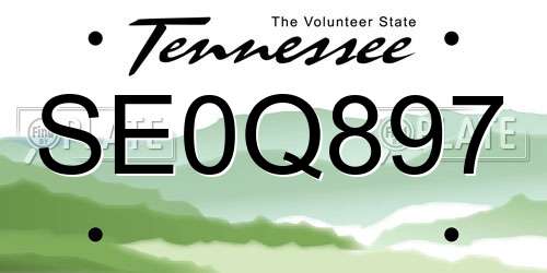 SE0Q897 Tennessee License Plate