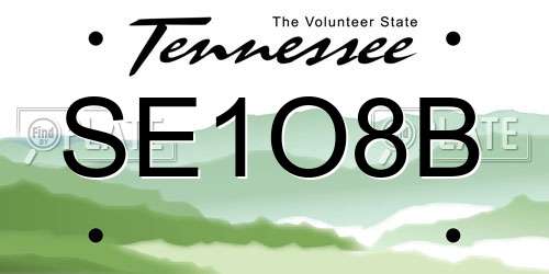 SE1O8B Tennessee License Plate