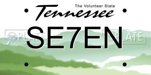 SE7EN Tennessee License Plate