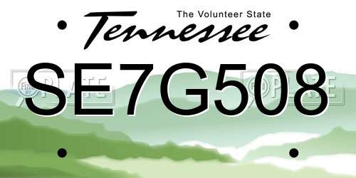 SE7G508 Tennessee License Plate