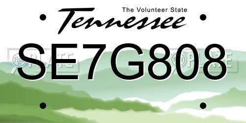 SE7G808 Tennessee License Plate