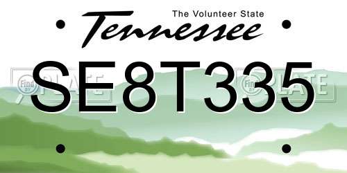 SE8T335 Tennessee License Plate