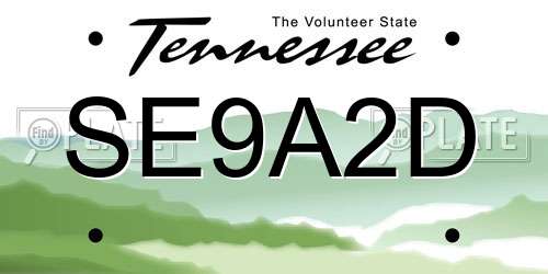 SE9A2D Tennessee License Plate