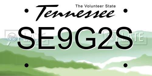 SE9G2S Tennessee License Plate