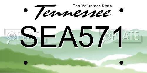 SEA571 Tennessee License Plate