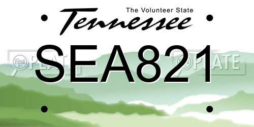 SEA821 Tennessee License Plate