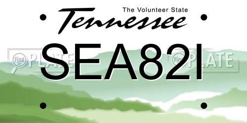 SEA82I Tennessee License Plate
