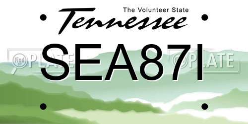 SEA87I Tennessee License Plate