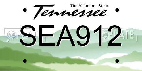 SEA912 Tennessee License Plate