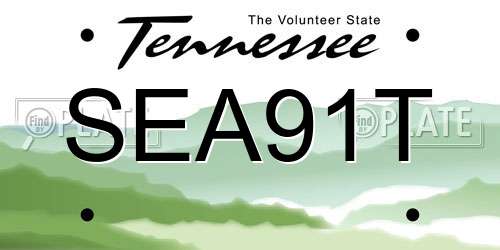 SEA91T Tennessee License Plate