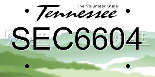 SEC6604 Tennessee License Plate