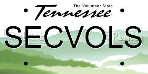 SECVOLS Tennessee License Plate