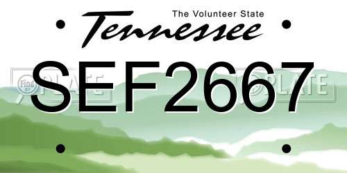 SEF2667 Tennessee License Plate