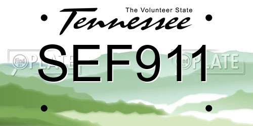 SEF911 Tennessee License Plate