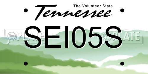 SEI05S Tennessee License Plate