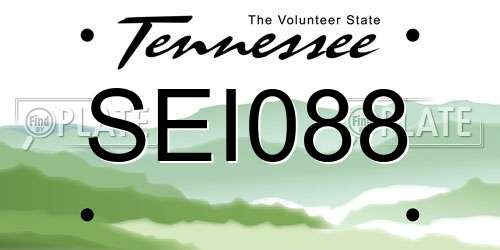 SEI088 Tennessee License Plate
