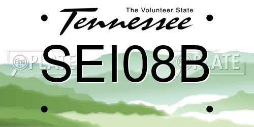 SEI08B Tennessee License Plate