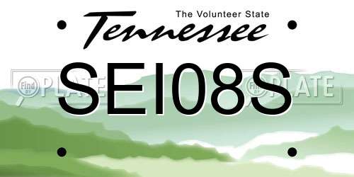SEI08S Tennessee License Plate