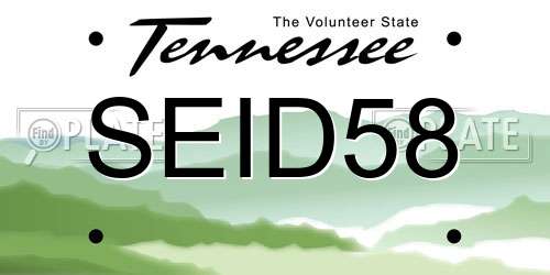 SEID58 Tennessee License Plate