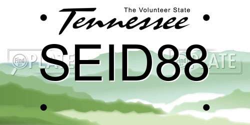 SEID88 Tennessee License Plate