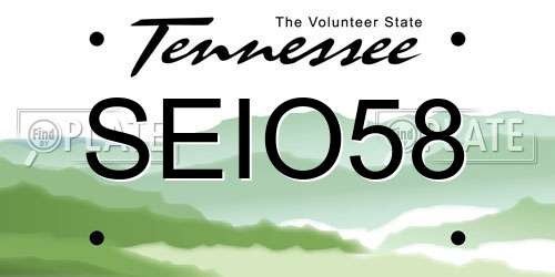 SEIO58 Tennessee License Plate