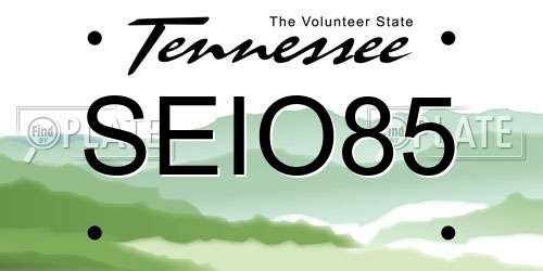 SEIO85 Tennessee License Plate