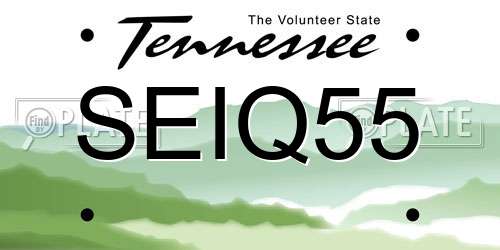 SEIQ55 Tennessee License Plate