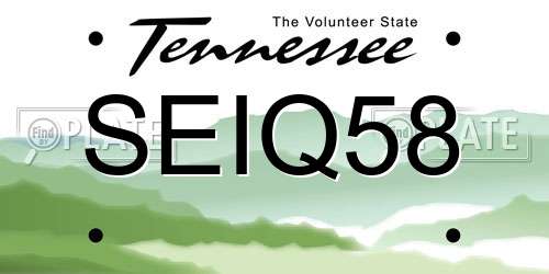 SEIQ58 Tennessee License Plate
