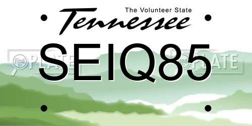 SEIQ85 Tennessee License Plate