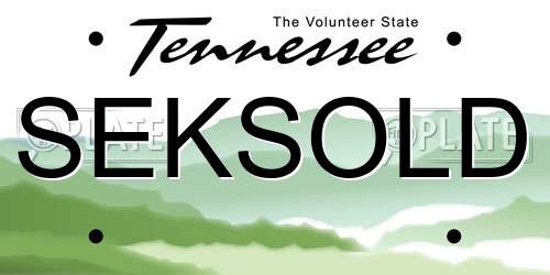 SEKSOLD Tennessee License Plate