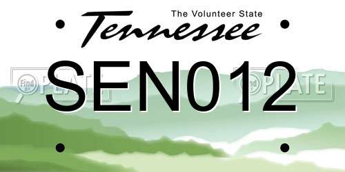SEN012 Tennessee License Plate