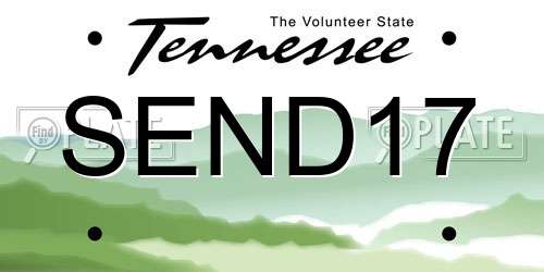 SEND17 Tennessee License Plate