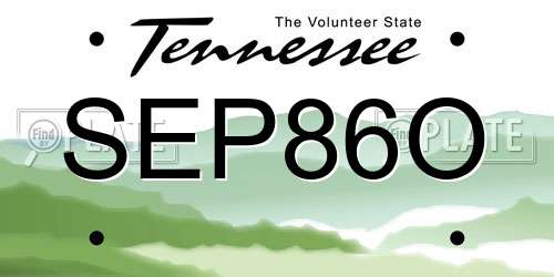 SEP86O Tennessee License Plate