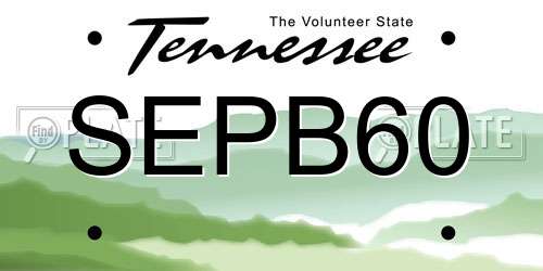 SEPB60 Tennessee License Plate
