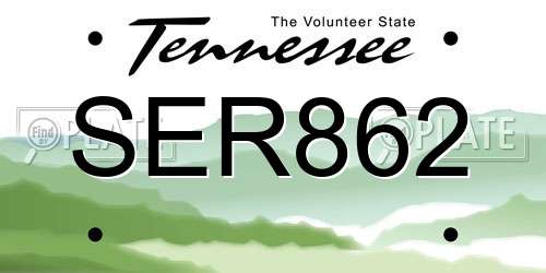 SER862 Tennessee License Plate