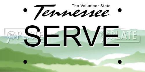 SERVE Tennessee License Plate